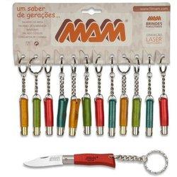 Navaja Mam con Mango de Madera Pintada y Hoja de Acero Inox de 4 cm Incluye Llavero 14022