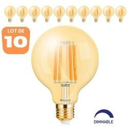 Lote de 10 bombillas LED G95 Filamentos 6W E27 2200K Dimmables