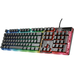 teclado trust gaming gxt 835 azor iluminacion led 3 colores anti-ghosting 12 teclas multimedia usb  23823