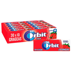 CHICLE ORBIT FRESA SIN AZUCAR GRAGEA 30U