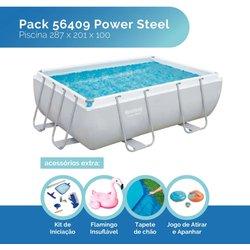 Pack Piscina 56409 power steel rectangular 287 x 201 x 100, Tapiz Suelo, Kit Iniciación