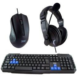 Teclado + raton + auriculares 3go drile negro