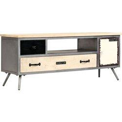 Mueble TV de mango y acero macizo 120x30x45cm