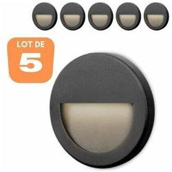 Conjunto de 5 paredes LED VEKTAB2 Round Black 3W 3000K IP65 BRAYTRON