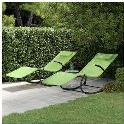 Ripple Sunbeds 2 PCs Acero y Textilene Verde