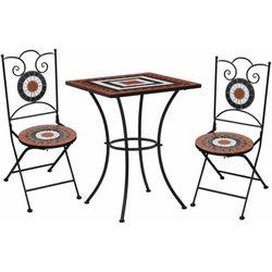 3 PC Bistro Set con mosaico de cerámica terracota y blanco