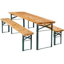 Tectake conjunto de mesa y bancos de madera 3 piezas