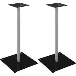 vidaXL Soportes de altavoces 2 uds vidrio templado plata negro 1 pilar