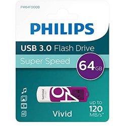 Philips FM64FD00B unidad flash USB 64 GB USB tipo A 3.2 Gen 1 (3.1 Gen 1) Púrpura, Blanco