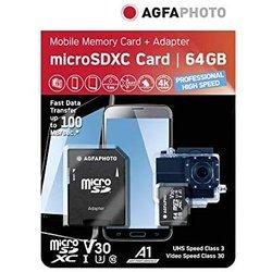 microsdxc uhs-i 64 gb de alta velocidad c10 u3 v30 + adap