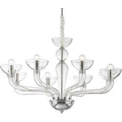 Ideal lux casanova - lámpara de araña de 8 luces con brazos múltiples, vidrio transparente, e14