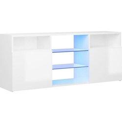 Soporte para TV móvil con luces LED blanco pulido 120x30x50cm