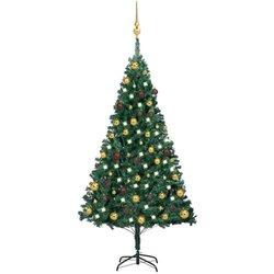 Árbol de Navidad preiluminado con bolas verdes 150 cm PVC