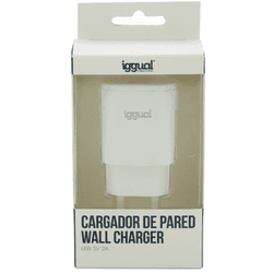 Iggual Cargador de Pared 1xUSB 5V/2A 10W