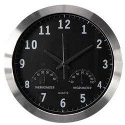 Reloj De Pared Negro Y Plateado 35,5 Cm Perel