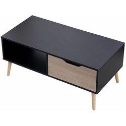 Table basse avec tiroir style scandinave noire freja