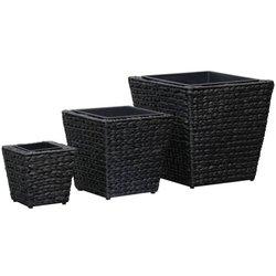 3 piezas negro trenzado Hyacinth Stand Up Camas