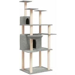 Árbol para gatos con arañazos en sisal gris claro 166 cm