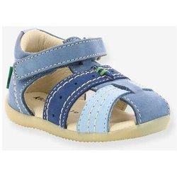 Sandalias de piel para bebé Bigbazar-2 Iconique Biboo KICKERS® azul medio liso