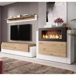 Mueble con chimenea color blanco y artrisan Berlin (2,9m)