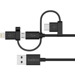 Belkin F8J050bt04-BLK Cable Adaptador Micro-USB/Lightning/USB-C 1.2m Negro