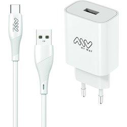 Cargador Pared + Cable USB Tipo C 2A 15,6X8X3CM ABS BL MYW