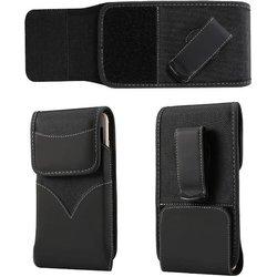 DFV mobile - Nuevo Estilo Funda Nylon para Cinturon con Clip Metálico y Giratorio para OPPO A33 (2020) - Negra