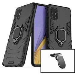 Kit Funda y Soporte Magnético Coche Huawei P Smart 2020 3x1 Military Defender Negro