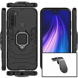 Kit Funda y Soporte Magnético Coche Xiaomi Note 8 3x1 Military Defender Negro