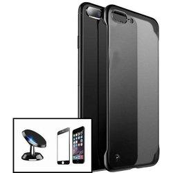 Kit Funda + Protector + Soporte iPhone SE 2020 Naked Bumper Transparente y Negro