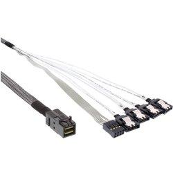 Cable inline mini sas hd sff-8643 a 4x sata + banda lateral 1m