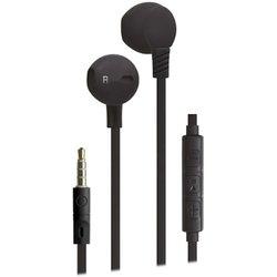 Auriculares California Jack de cable plano con micrófono y botones de control de volumen Negro