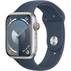 APPLE Watch Series 9 GPS+Cellular 45 mm Plata con Correa Deportiva Azul Tormenta (Talla: S/M)