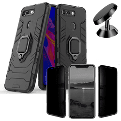 Kit Carcasa, Protector Privacy y Soporte Magnetico Honor V20 Military Defender Negro