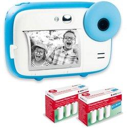 Agfa Photo Pack Realikids Instant CAM Azul + 6 Rollos Extra Papel Térmico ATP3WH