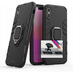 Kit Funda y Soporte Magnetico Auto iPhone X, XS Military Defender Negro