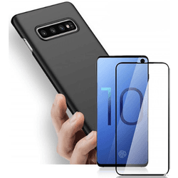 Kit Carcasa y Protector Cristal 5D Samsung Galaxy S10+ SlimShield Negro