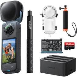 Insta 360º X4 8K+Hub de carga rápida+Tapa de lente+Palo selfie de 114cm+Estuche de buceo invisible+Empuñadura flotante+SanDisk 64GB