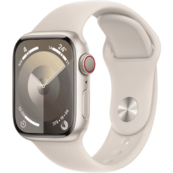 apple watch series 9 gps + cellular 41mm starlight aluminium case with starlight sport band - s m