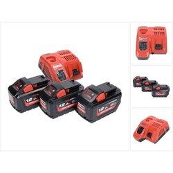 Set M18 NRG-1203: 3x Baterías 12,0Ah 18V Li-Ion (3x 4932464260) + Cargador M12-18 fc (4932451079) - Milwaukee