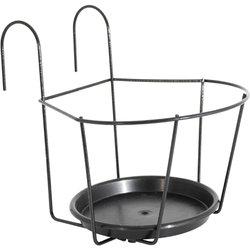 Soporte maceta para barandilla de acero pintado con epoxi negro 23x23 cm