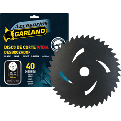 Disco de acero 40 dientes de widia garland de 255mm para desbrozadora