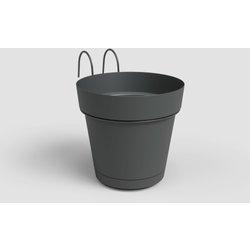 Maceta con soporte para barandilla capri 20 cm gris