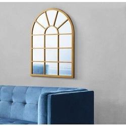 Espejo de pared Villalago cuadriculado en forma de ventana mdf 80 x 60 cm - Dorado [en.casa]