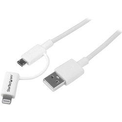 Cable STARTECH.COM LTUB1MWH USB A Micro-USB B/Lightning Blanco 1 m