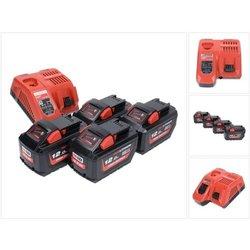 Milwaukee Pack M18 NRG-1203: 4x Baterías 12,0Ah 18V Li-Ion (4x 4932464260) + Cargador M12-18 FC (4932451079)