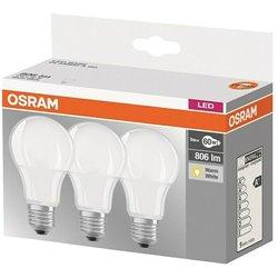 Osram Bombilla LED Classic A60 (E27, No regulable, Blanco cálido, 806 lm, 9 W, 3 ud.)