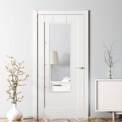 Espejo para puerta Lesina con 2 ganchos aluminio 120x37cm - Blanco EN.CASA