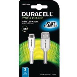 Cable USB DURACELL USB5013W 1 m Blanco (1 unidad)