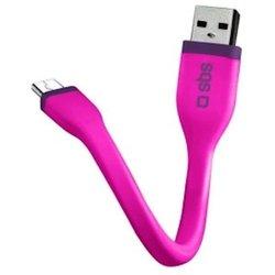 Cable de datos SBS mini 12cm microUSB rosa